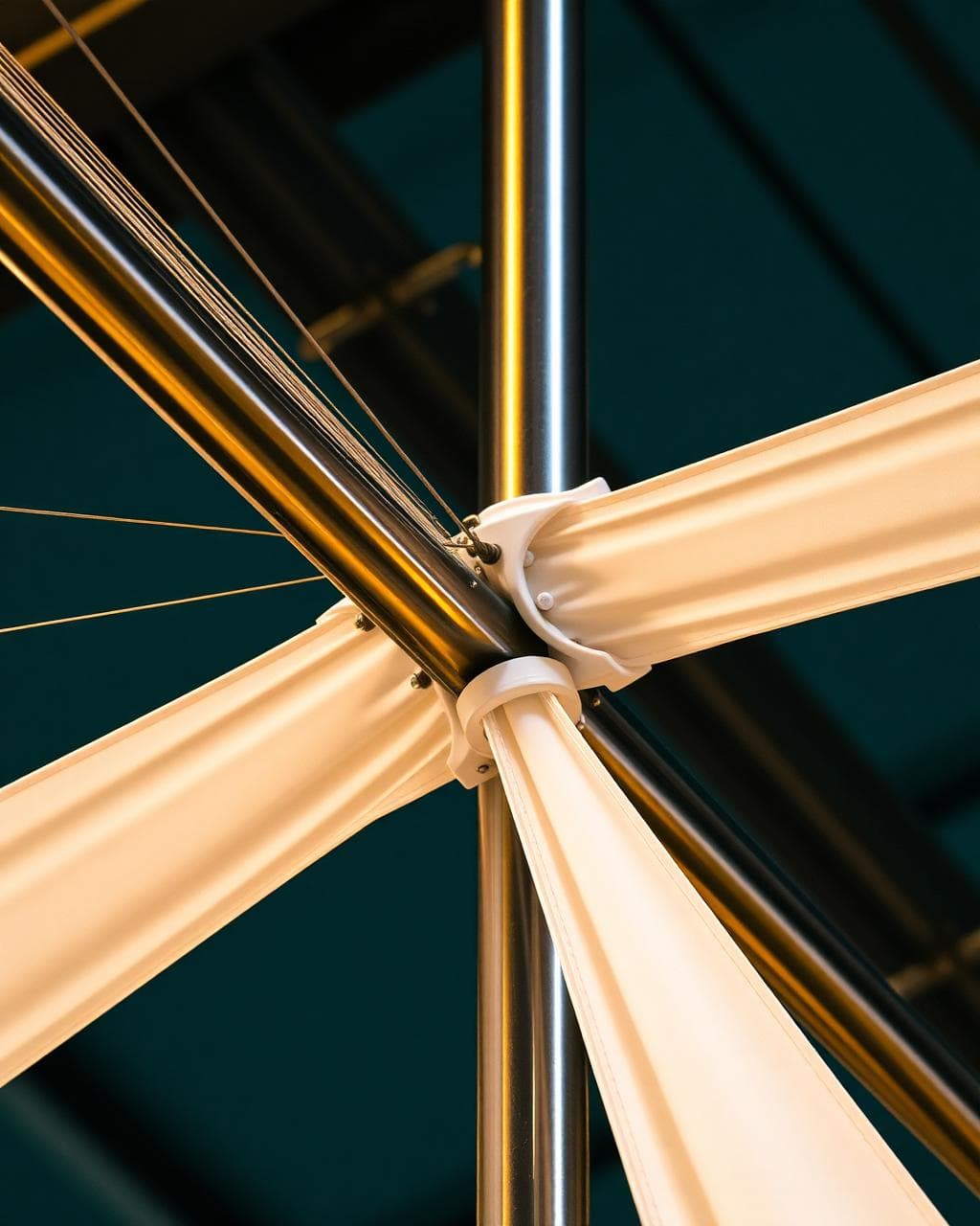 Close-up of tensile membrane connection hardware